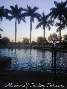 Sunset Poolside at The Ritz Carlton Golf Resort, in Naples, Florida