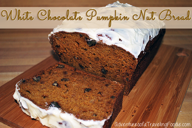 White Chocolate Pumpkin Nut Bread #recipe #pumpkin
